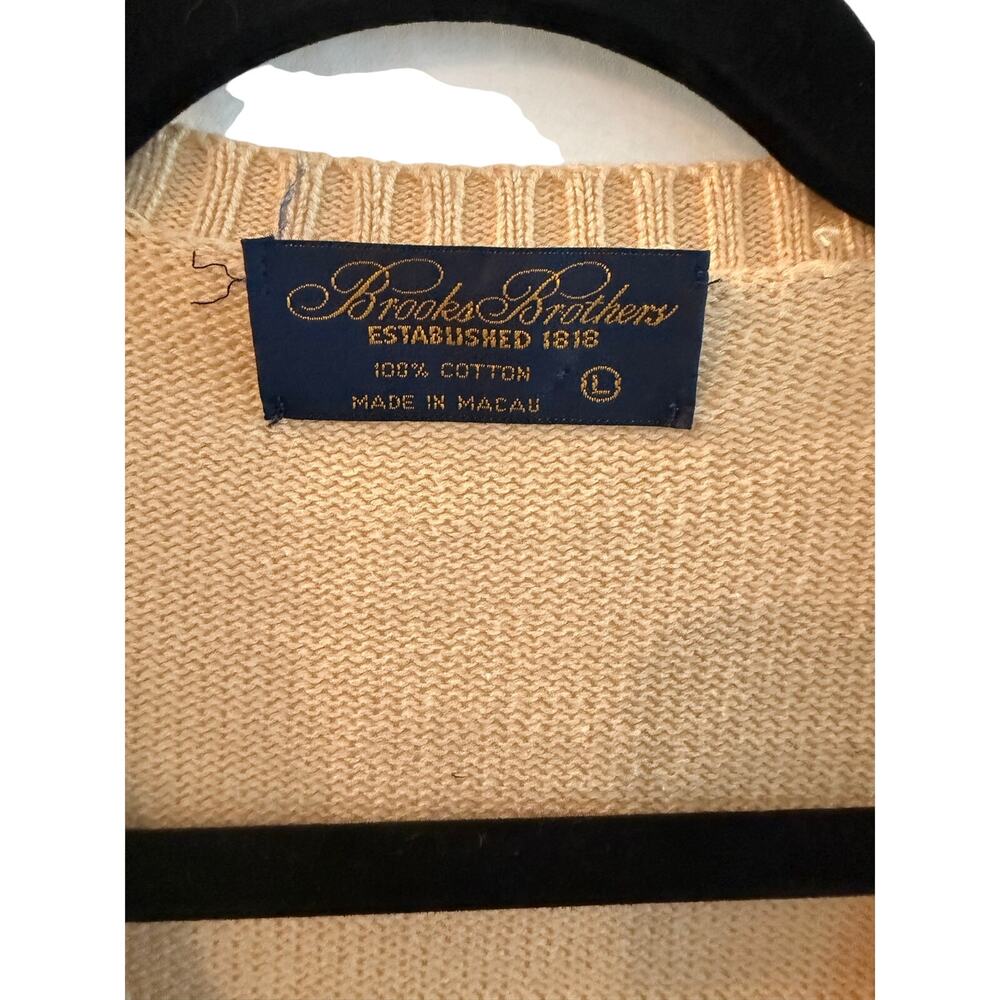 Brooks Brothers Men's Yellow V-Neck Cotton Sweater Size L - Picture 2 of 2